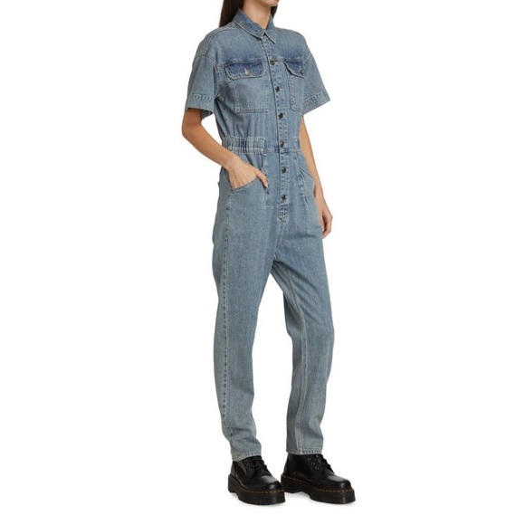 🛍️ sold 🛍️ ANTHROPOLOGIE en saison denim jumpsuit short sleeve medium wash NEW - Picture 2 of 4
